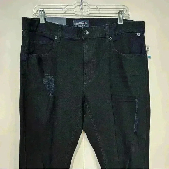 American Rag Men Jeans Shadow Dark Black 36Wx34L Slim Fit Distressed Stretch NWT - Picture 5 of 16
